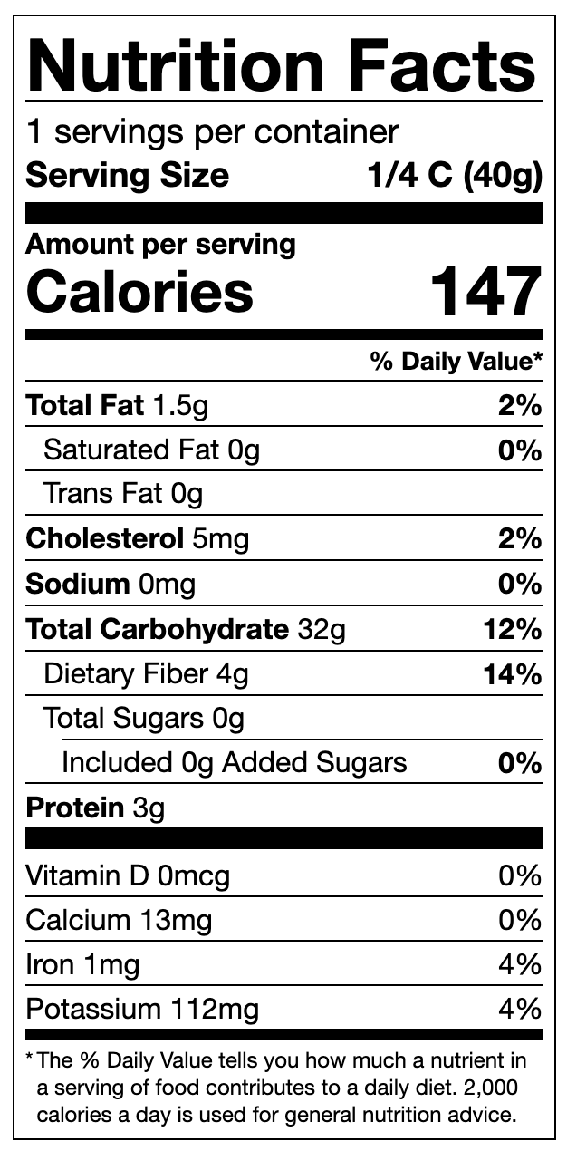 Barley Flakes Nutritional Panel