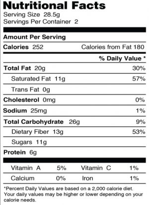 Cayenne chocolate bar nutritional info