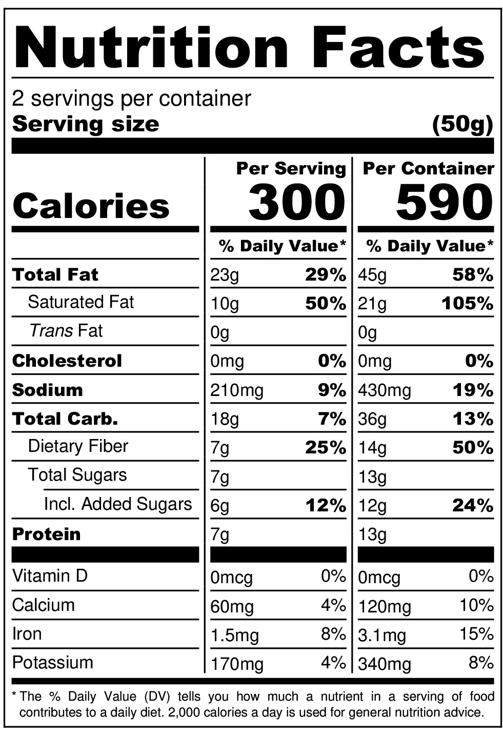 Almond Butter Chocolate Nutritional Panel