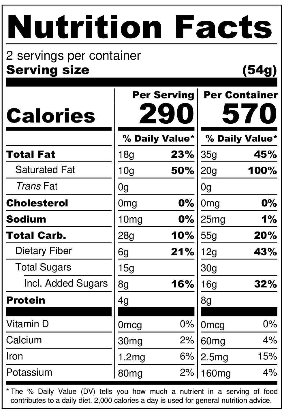 Berry Filled Chocolate Bars Nutritional Panel