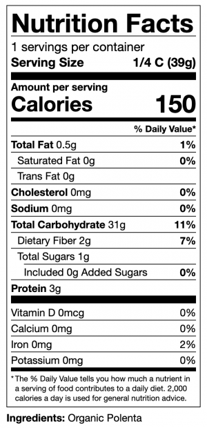 Polenta nutritional info