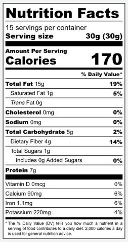 Almond Butter Nutritional Label