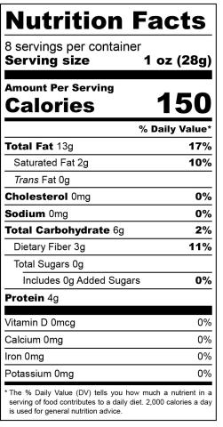 Black Sesame Tahini Nutritional Label