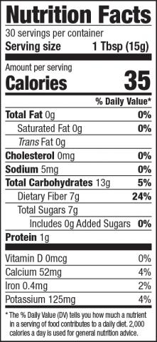 Carob Powder Nutritional Panel