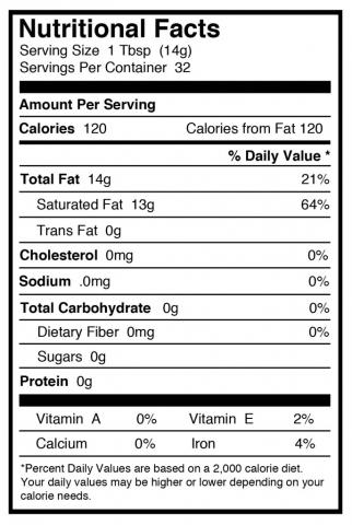 Coconut Oil nutritional info