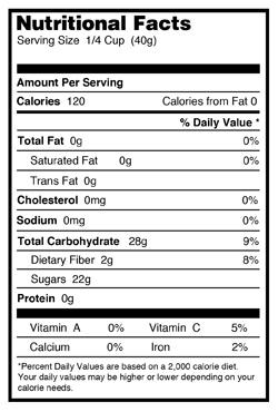 dried cranberries nutritional info
