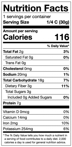 Garbanzo Bean Flour Nutritional Panel