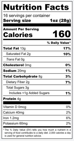 Almond Cashew Brazil Nut Innovation Butter Nutritional Label