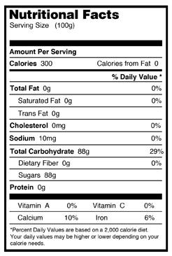 Organic Vermont maple syrup nutritional info