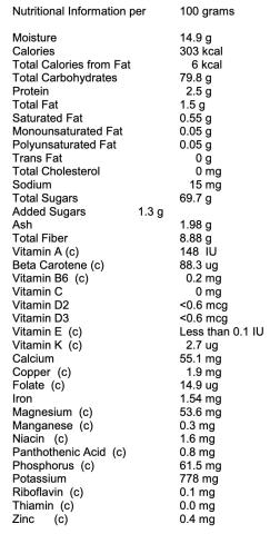 Medjool Date Pieces Nutitional Info