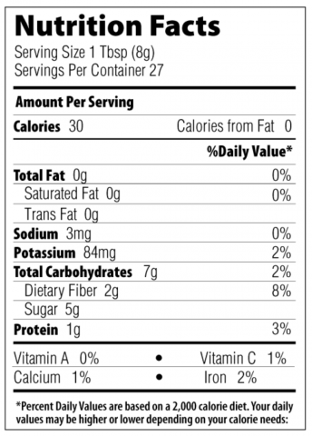 Mesquite Powder Nutritional Panel