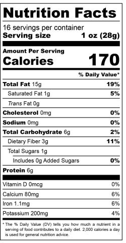 Roasted Almond Butter Nutritional Label