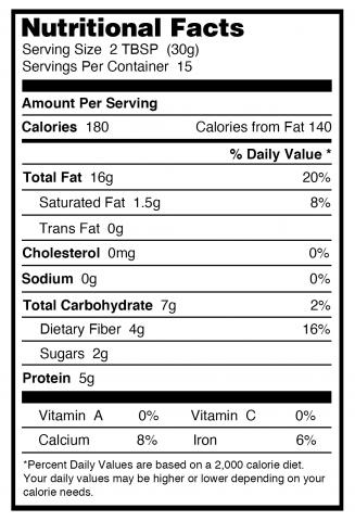 Almond Butter 16oz Nutritional Panel