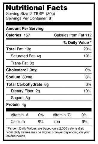 Hemp Heart Butter Nutritional Panel